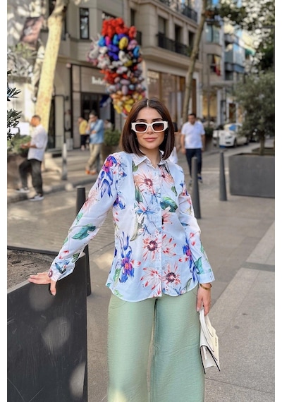 WeShaya Mavi Klasik Yaka, Uzun Kol, Digital Baskılı Kumaş, Regular Kalıp/kesim, Eteği Oval Gömlek Mavi WeShaya Mavi Klasik Yaka, Uzun Kol, Digital Baskılı Kumaş, Regular Kalıp/kesim, Eteği Oval Gömlek Mavi