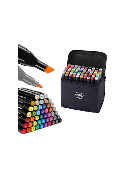 Touch Çift Uçlu Fosforlu Kalem 60 Renk Art Marker Çok Renkli