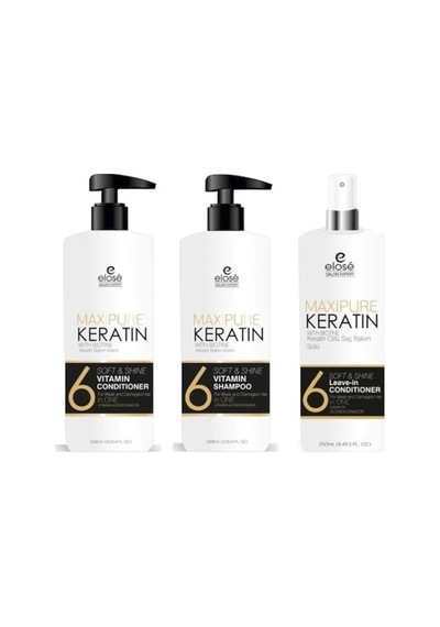 Elose Maxipure Keratin Şampuan 1 L + Saç Kremi 1 L + Saç Bakım Sütü 250 ML