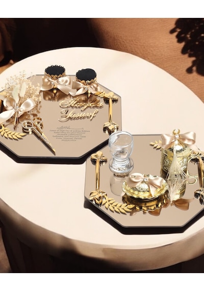 Affinity Sekizgen Gold Söz Nişan Tepsisi Gold Gold