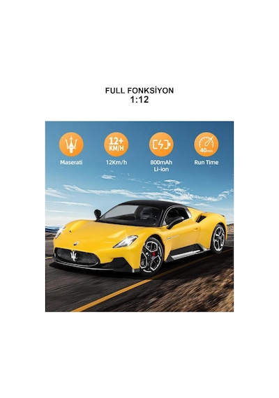 Uzaktan Kumandalı Şarjlı Işıklı Full Fonksiyon Maserati Mc20 Oyuncak Araba 27212 Beyaz Beyaz