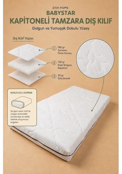 Babystar 10 Cm Sünger Bebek Ve Çocuk Yatağı Fermuarlı Yıkanabilir Kılıf Beşik, Anne Yanı, Park Yatak Ve Montessori 24 Dns Orta Sert Sünger Koruyucu Süprem Tamzara Kumaş 60 x 110 CM Babystar 10 Cm Sünger Bebek Ve Çocuk Yatağı Fermuarlı Yıkanabilir Kılıf Beşik, Anne Yanı, Park Yatak Ve Montessori 24 Dns Orta Sert Sünger Koruyucu Süprem Tamzara Kumaş 60 x 110 CM