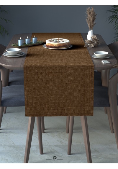 Br Perle Perle Home Keten Dokulu Runner Sütlü Kahverengi Renk Dekoratif Şık Runner Örtü