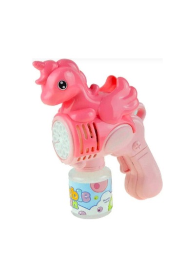 Sevimli Unicorn Köpük Tabancası Solüsyonlu Balon Çıkaran Oyuncak Tabanca Pembe