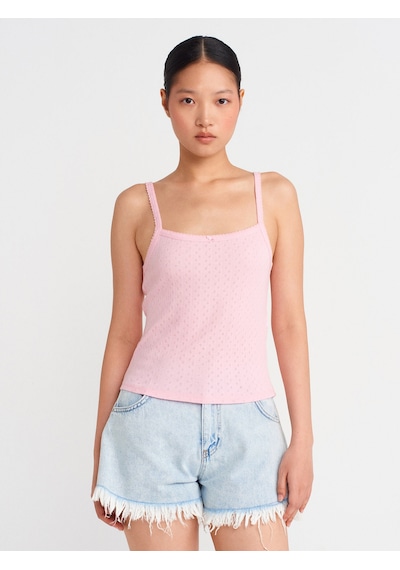 Dilvin 21044 Fiyonk Detaylı Ajurlu Top-toz Pembe Toz Pembe