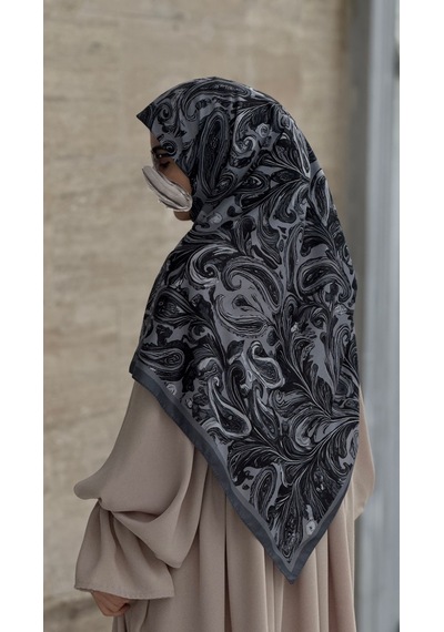 Qalortex Scarf Pamuklu Soft Açelya Desen Eşarp-siyah