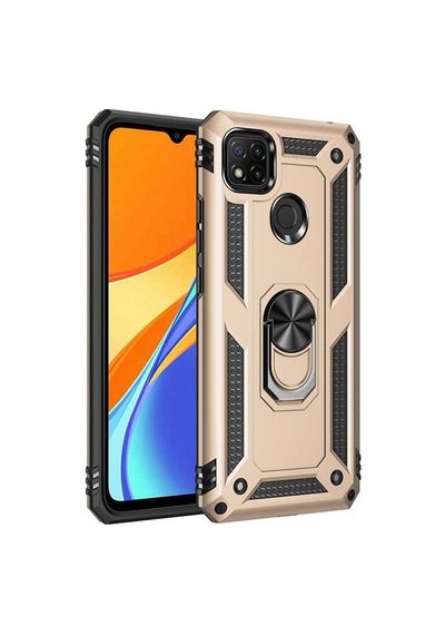Xiaomi Redmi 9c Uyumlu Kılıf Sofya Yüzüklü Silikon Kapak - Gold