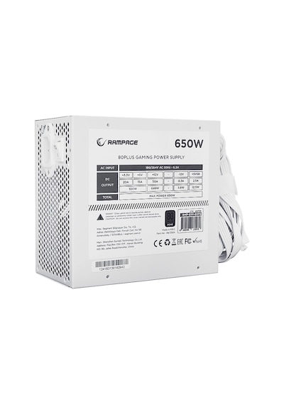 Rampage Rmp-650-80pb 650w 14cm Fan 80 Plus Bronze Aktif Pfc Güç Kaynağı Beyaz