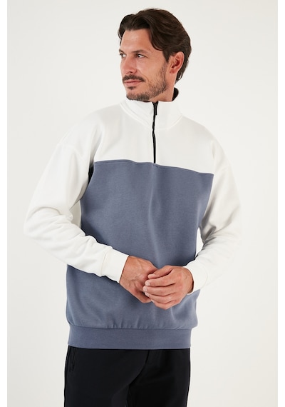 Buratti Regular Fit Fermuarlı Dik Yaka Içi Tüylü Yumuşak Şardonlu Kışlık Erkek Sweat 5905343 Ekru