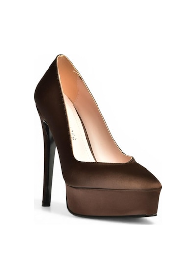 Fox Shoes Y246221604 Kahverengi Kumaş İnce Topuklu Kadın Ayakkabı