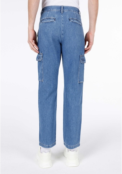 Colin's Colins Cargo Fit Orta Bel Düz Paça Kargo Cep Erkek İndigo Jean Pantolon Cl1068707 Q1.v1 Dn03256 Mavi