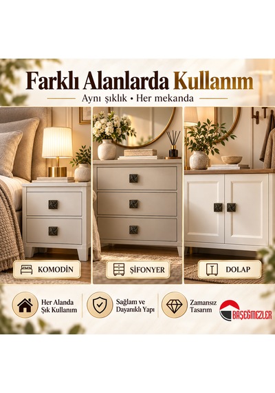Haskan Gül Düğme Kulp Antik Sarı