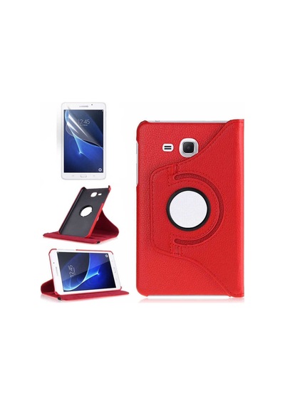 Galaxy Uyumlu  Tab 4 T280 Frm Dönebilen Standlı Kılıf-kırmızı Arka Kapak