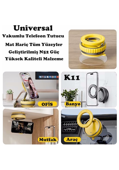 K11 Telefon Tutucu 360 Oynar Başlıklı Sökülebilir Mıknatıslı