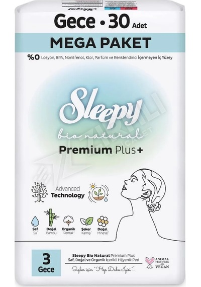 5 Adet Sleepy Bio Natural Mega Paket Gece Hijyenik Ped 30'lu