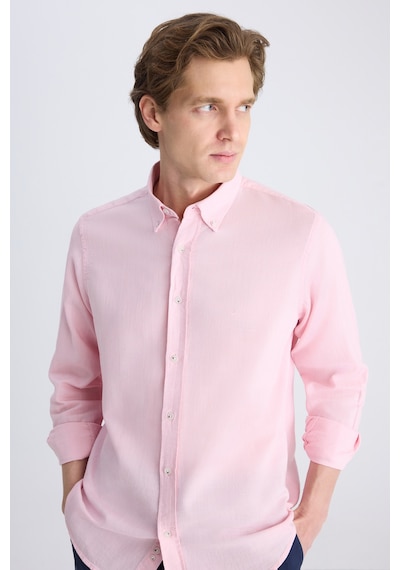 D'S Damat Ds Damat Comfort Pembe Armürlü %100 Pamuklu Gömlek 4hc02k8122652 P01