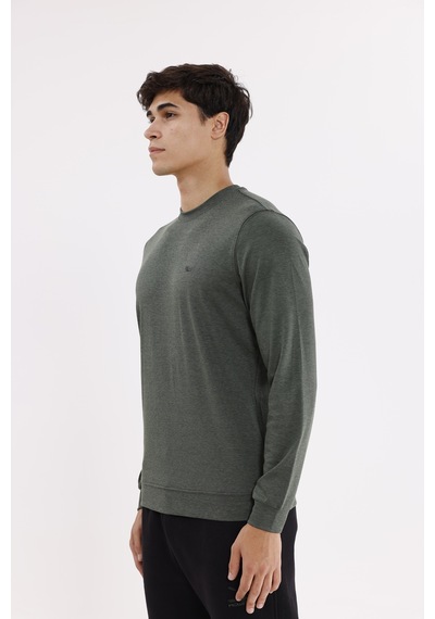 Rowinger Merserize Efektli Yumuşak Doku Ayarlanabilir Kapüşonlu Rahat Kalıp Kapüşonlu Sweatshirt Haki