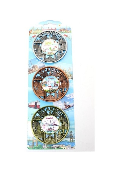 İstanbul Temalı Metal Magnet 3'lü Set Model 2 Renkli