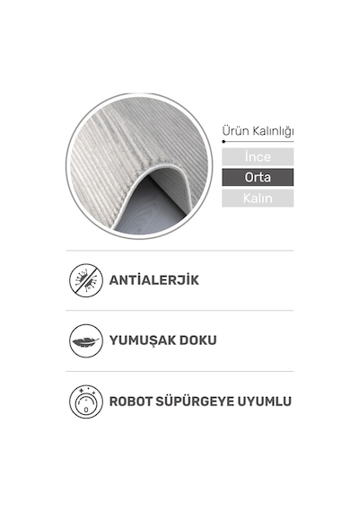 Sedir Gri Halı - 3 Ve 4 Metre En Seçenekleriyle, Antibakteriyel Ve Robot Süpürge Dostu