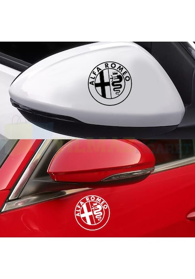 Alfa Romeo Logo Yan Ayna Depo Kapağı Tampon Oto Sticker Etiket Çıkartma 2 Adet