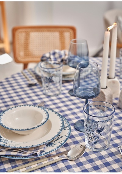 Bella Maison Bleu Blanc Porselen 48 Parça 12 Kişilik Yemek Takımı Mavi Mavi