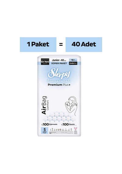 Bio Natural Premium Plus Airbag Comfort Süper Paket Bebek Bezi 5 Numara Junior 40 Adet
