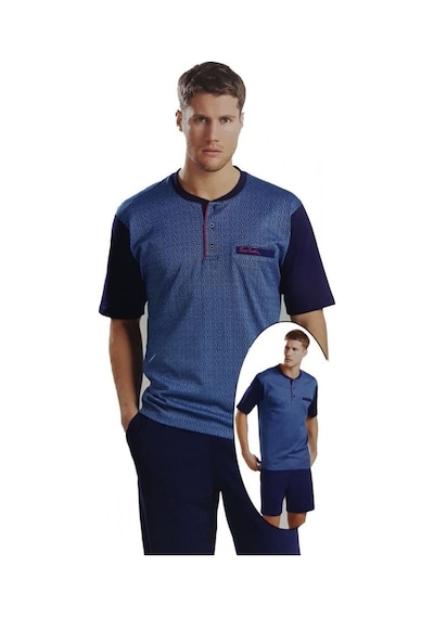 Pierre Cardin 5038 Erkek Jakarlı Şortlu Penye Pijama Takımı