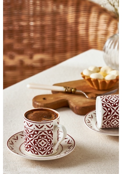 Emsan Verano New Bone 6 Kişilik Kahve Fincan Takımı 90 Ml Bordo