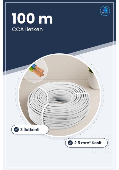 Elektrik Tesisat Kablosu Ttr 3x2.5 Mm Cca 100 M 3 İletkenli Ev Pr