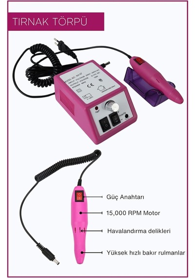 Lexroo Protez Tırnak Freze Makinesi Manikür Pedikür Tırnak Törpü Cihazı Elektrikli 6 Başlık
