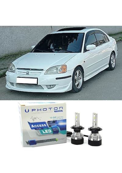 Honda Civic Vtec 1 Es7 Led Xenon Uzun Kısa Far Ampulü H4 Access Yeni Seri Beyaz 2001-2004