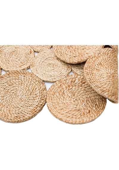 Eko Halı Solo Ca-111 Natural Xw Yuvarlak veya Oval El Dokuma Naturel Jüt Hasır Halı - 150X150
