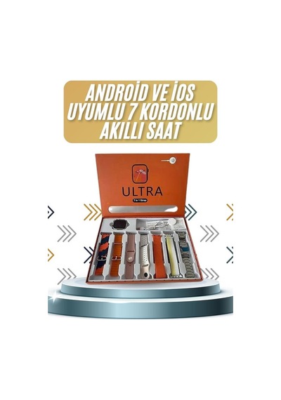 7 Kordonlu Akıllı Saat Plastik Kordon Hasır Kordon Çelik Kordon