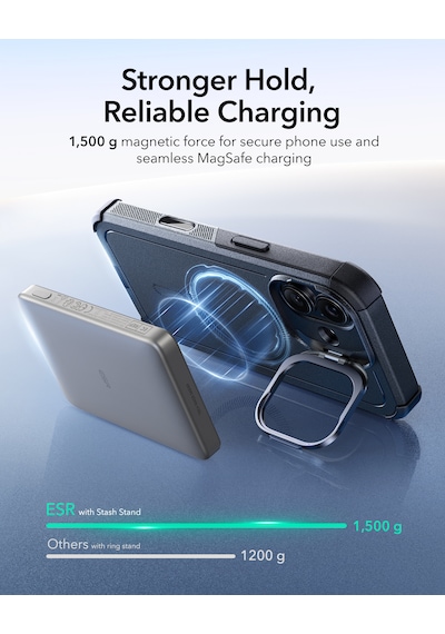 Esr Apple Uyumlu iPhone 17 Cyber Tough Manyetik Kılıf Kamera Kontrol Özellikli, Stantlı Lacivert