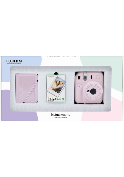 Fujifilm Instax Mini 12 Fotoğraf Makinesi + 10'lu Film + 28'li Mini Albüm Bundle Box Pembe