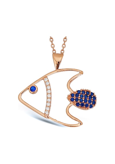 Kadın Zirkon Taşlı Gümüş Balık Kolye N102901 Rose Gold