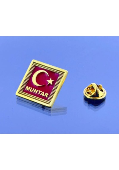 Muhtar Rozet Gümüş Üzeri Altın Kaplama Çok Renkli