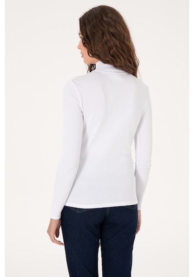 U.S. Polo Assn. Kadın Beyaz Fermuarlı Dik Yaka Sweatshirt 50313564-VR013