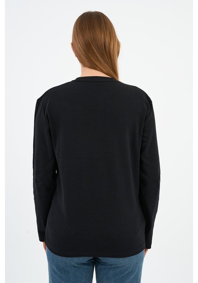 Alexander Gardi Bisiklet Yaka Basic Likralı Sweatshırt Wk25512-wn Siyah