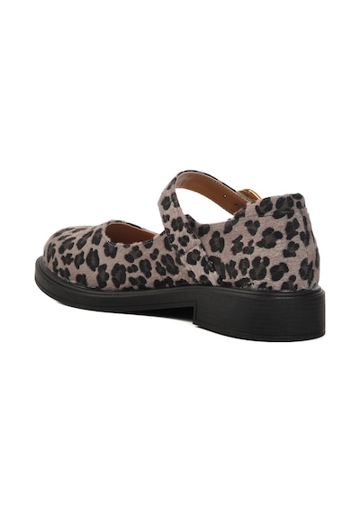 Gri Leopar Desenli Kemerli Kadın Babet 572407 Z Gri