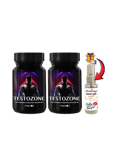 Testozone 2 Kutu Erkeklere Özel L-argininli Lepidyumlu + Afrodizayn Masaj Yağı 30 Ml