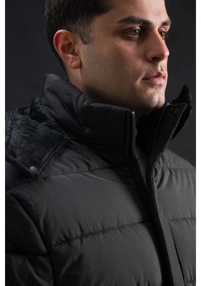 Advante Slimfit Çıtçıt Ve Fermuar Kapamalı Kapşonlu Erkek Kapitone Mont 001