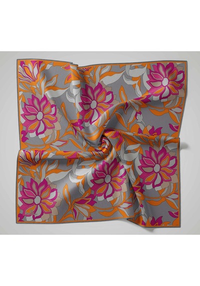 Silk Home Olinda İpek Eşarp 47003-28 Vizon, Fuşya, Turuncu, Gri