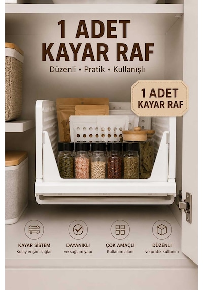 Rayflex Kayar Raf Sistemi, Dolap İçi Düzenleyici Çekmece Ve Organizer Çok Amaçlı Mutfak Rafı 1 Adet Beyaz Beyaz 1 Adet Rayflex Kayar Raf Sistemi, Dolap İçi Düzenleyici Çekmece Ve Organizer Çok Amaçlı Mutfak Rafı 1 Adet Beyaz Beyaz 1 Adet
