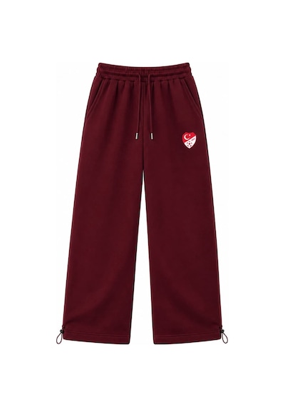 Zaee Türkiye Crest Nakışlı Ayarlanabilir Paça Baggy Eşofman Altı Bordo