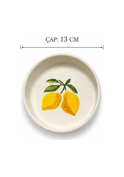 Vita Limon 4 Parça 13 Cm Seramik Çerezlik & Sosluk Kase Kahvaltılık Sunumluk Beyaz