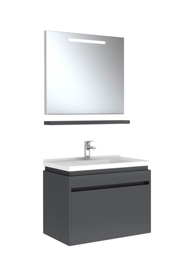 Kale Idea 2.0 80 Cm Parlak Antrasit Tek Çekmeceli Banyo Dolabı Takımı
