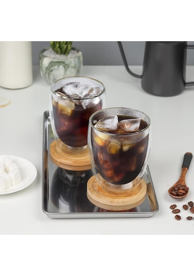 350 Ml Çift Cidarlı Bardak El Yakmaz Bardak Kahve Bardağı Kokteyl Bardağı Şeffaf
