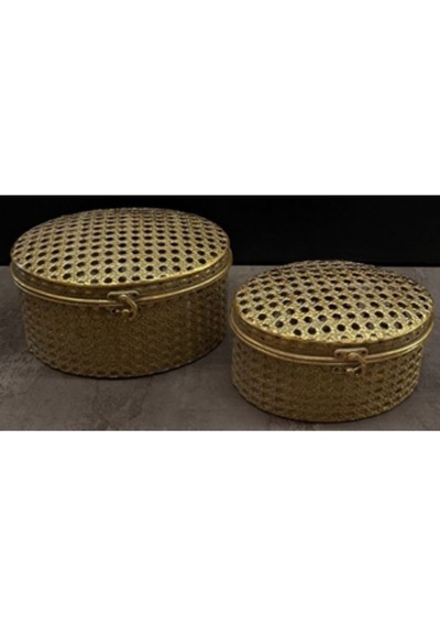 Fma-589 2 Li Metal Dekoratif Kutu Seti 18x11-18x13 Cm Şık Ev Aksesuarı Saklama Kutusu Minimal