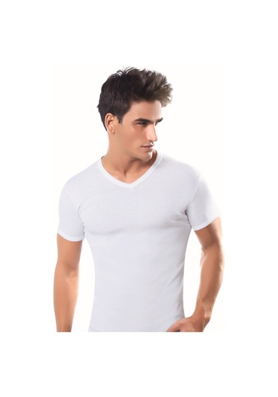 Moon Wear 6'lı Beyaz Erkek V Yaka Kısa Kol Atlet Fanila-sismen11 Beyaz